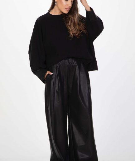 Σετ φούτερ με δερμάτινο τελείωμα, ψηλόμεση παντελόνα