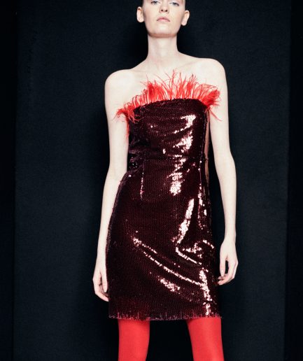 BANDEAU DRESS WITH FEATHERS