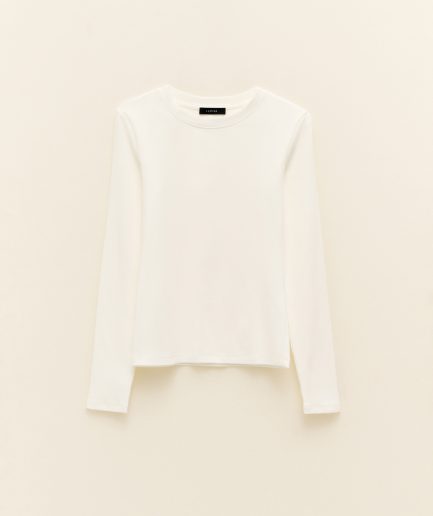 Long-sleeved cotton blend shirt